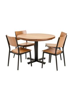 Ebern Designs 3-Piece Wood Dining Room Round Table & Chairs Set W/ Steel Frame