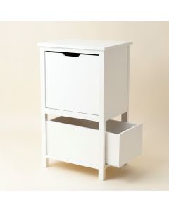 Ridge Bluff Freestanding Pull-Out Hamper Cabinet - White (synthetic illustration; no displayed measurements)