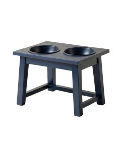 Fern Crest Pet Feeding Stand With Two Plain Empty Bowls - Navy