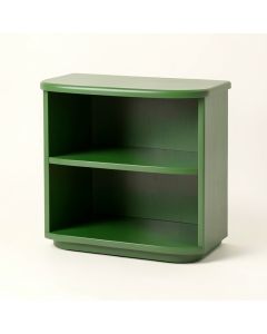 Ridge Arc Low Bookcase - Green (synthetic illustration; no displayed measurements)