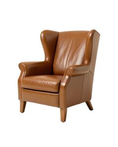Lightner 31 '' Wide Genuine Leather Wingback Chair (synthetic illustration; no displayed measurements)