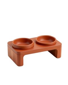 Ash Bluff Pet Feeding Stand With Two Plain Empty Bowls - Terracotta
