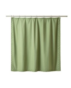 Juniper Dale Shower Curtain Hanging Flat From A Plain Rod - Green