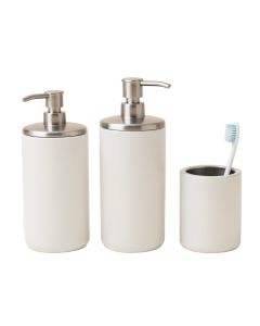 Dasheil Embossed Glazed Ceramic 3 Piece Bathroom Accessory Set