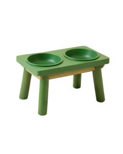 Wren Bridge Pet Feeding Stand With Two Plain Empty Bowls - Green (synthetic illustration; no displayed measurements)