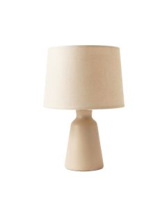 Oak Branch Table Lamp With A Plain Fabric Shade - Beige