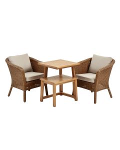 Winston Porter 3Pcs Rattan Patio Chair & Table Set Outdoor Furniture Set W/ Wooden Frame