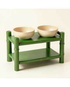 Hazel Canyon Pet Feeding Stand With Two Plain Empty Bowls - Green (synthetic illustration; no displayed measurements)
