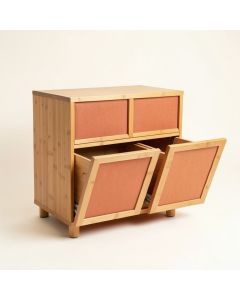 Birch Arc Freestanding Pull-Out Hamper Cabinet (synthetic illustration; no displayed measurements)