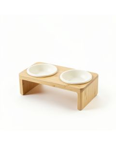 Alder Crest Pet Feeding Stand With Two Plain Empty Bowls - Ivory (synthetic illustration; no displayed measurements)