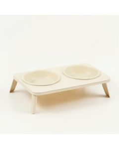 Dawn Canyon Pet Feeding Stand With Two Plain Empty Bowls - Ivory (synthetic illustration; no displayed measurements)