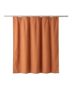 Maple Dell Shower Curtain Hanging Flat From A Plain Rod - Terracotta