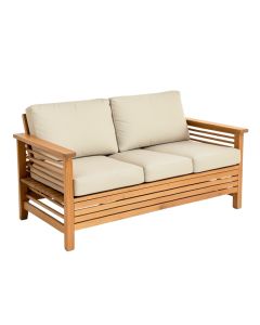 Yesenia Teak Patio Sofa With Sunbrella Cushions (synthetic illustration; no displayed measurements)