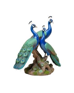 Pair Of Peacocks On A Tree Statue