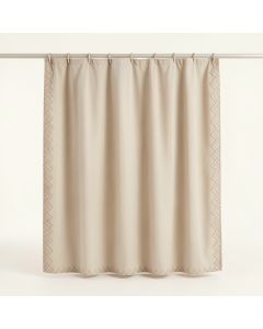 Lake Dell Shower Curtain Hanging Flat From A Plain Rod - Beige (synthetic illustration; no displayed measurements)