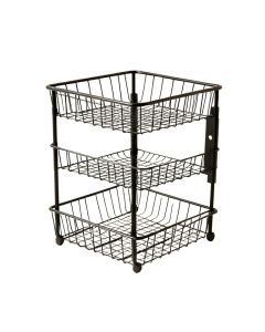 3-Tier Fruit Stand & Wall Mount Kitchen Storage Foldable Metal/Wire Basket