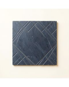 Linden Branch Uninstalled Square Decorative Tile - Navy (synthetic illustration; no displayed measurements)