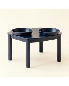 Willow Branch Pet Feeding Stand With Two Plain Empty Bowls - Navy (synthetic illustration; no displayed measurements)