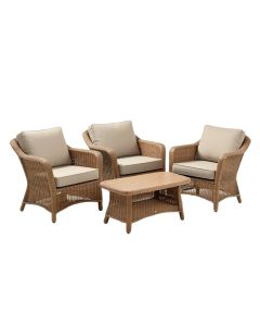3 Pieces Patio Pe Rattan Conversation Chair Set