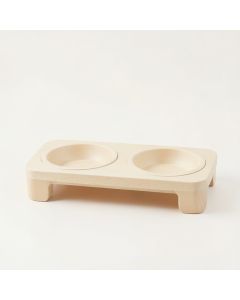 Slate Branch Pet Feeding Stand With Two Plain Empty Bowls - Ivory (synthetic illustration; no displayed measurements)