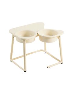 Cove Dell Pet Feeding Stand With Two Plain Empty Bowls - Ivory