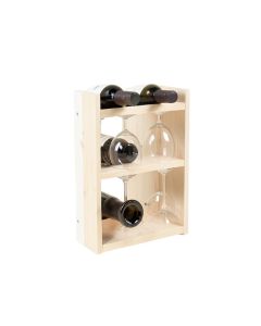 Elitia 3 Bottle Solid Wood Wall Mounted Wine Bottle & Glass Rack