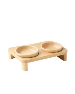 Pine Brook Pet Feeding Stand With Two Plain Empty Bowls - Beige (synthetic illustration; no displayed measurements)