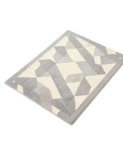 Geometric Diamond Shaped Mosaic Motif Digital Minimalist Display Grey White Kitchen Mat (synthetic illustration; no displayed measurements)