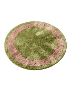 Round Shag Green/Pink Area Rug