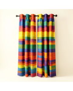 Cranford Colorful Home Rainbow Color Contour Display Futuristic Block Brick-Like Geometric Artisan Graphic Print & Text Semi-Sheer Rod Pocket Curtain Panel (synthetic illustration; no displayed measurements)