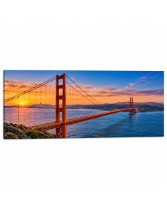 Panoramic Suspension Bridge Across A Bay