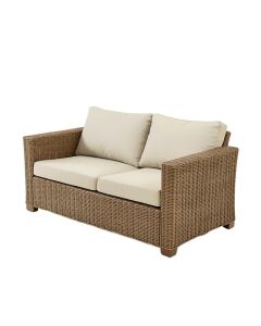 Merlyn Wicker Patio Sofa With Cushions (synthetic illustration; no displayed measurements)