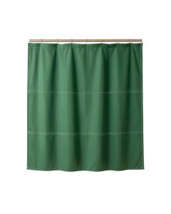 Aspen Crossing Shower Curtain Hanging Flat From A Plain Rod - Green (synthetic illustration; no displayed measurements)
