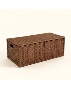 Outdoor 60 Gallon Wicker Storage Bench (synthetic illustration; no displayed measurements)