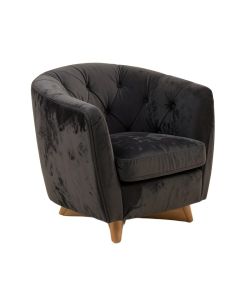 Clayton 34 '' Wide Tufted Velvet Swivel Barrel Chair (synthetic illustration; no displayed measurements)