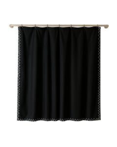 Wren Crossing Shower Curtain Hanging Flat From A Plain Rod - Black