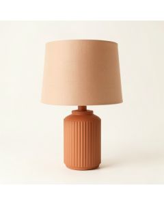 Alder Branch Table Lamp With A Plain Fabric Shade - Terracotta (synthetic illustration; no displayed measurements)
