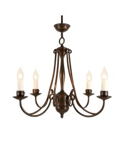 Mollett 5 - Light Shaded Tiered Chandelier With Wrought Iron Accents (synthetic illustration; no displayed measurements)