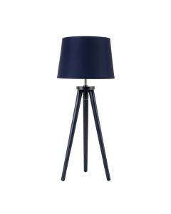 Birch Canyon Floor Lamp With A Plain Fabric Shade - Navy
