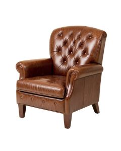 31 '' Wide Tufted Top Grain Leather Club Chair (synthetic illustration; no displayed measurements)
