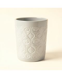 Bertaux Embossed Porcelain Wastebasket (synthetic illustration; no displayed measurements)