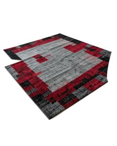 Rectangle Jones Abstract Power Loom Gray/Red/Black Rug (synthetic illustration; no displayed measurements)