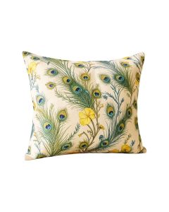 Polla Peacock Cotton Floral Lumbar Pillow