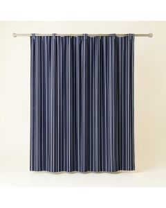 Hill Bluff Shower Curtain Hanging Flat From A Plain Rod - Navy (synthetic illustration; no displayed measurements)