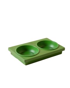 Alder Dell Pet Feeding Stand With Two Plain Empty Bowls - Green