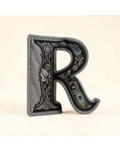 3Drose Image Of Letter R Victorian Style With Peacock Hiding Potholder (synthetic illustration; no displayed measurements)