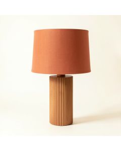 Holly Crest Table Lamp With A Plain Fabric Shade - Terracotta (synthetic illustration; no displayed measurements)