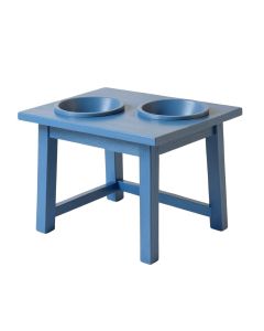 Rowan Falls Pet Feeding Stand With Two Plain Empty Bowls - Blue