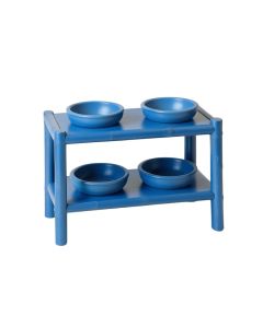 Wren Crest Pet Feeding Stand With Two Plain Empty Bowls - Blue (synthetic illustration; no displayed measurements)