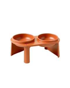 Cliff Brook Pet Feeding Stand With Two Plain Empty Bowls - Terracotta (synthetic illustration; no displayed measurements)